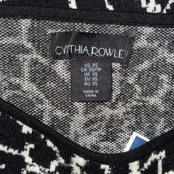 Cynthia Rowley Knit Sweater Dress Black & White Floral Print Women’s XS NEW - Picture 9 of 10
